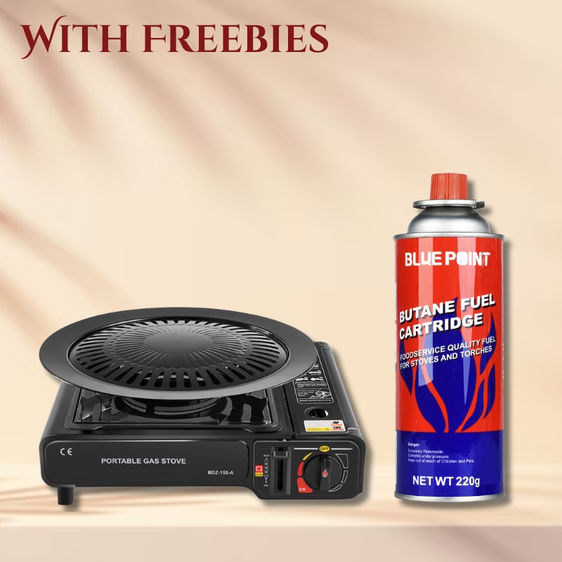 Single Burner 2 In 1 Portable Butane Gas Stove With Grill Pan And Case Indoor Outdoor Japan