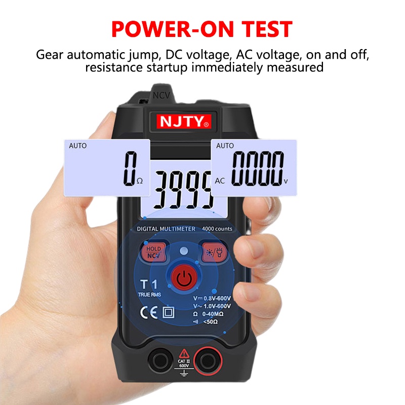 4000 Counts 600V LCD Digital Multimeter High Precision Multitester Auto ...