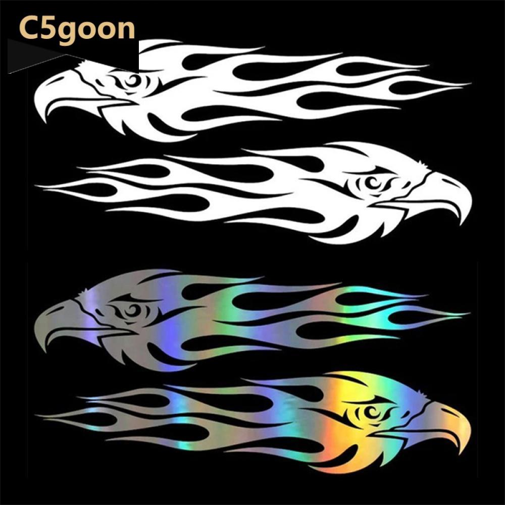 C5GOON 2Pcs Universal Car Sticker Waterproof Eagle Flames Sticker Car ...