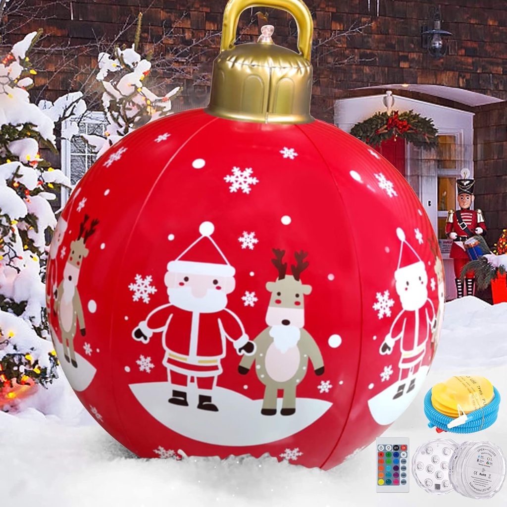 Light Up Outdoor Christmas PVC Inflatable Decorated Balloon 24 Inch
