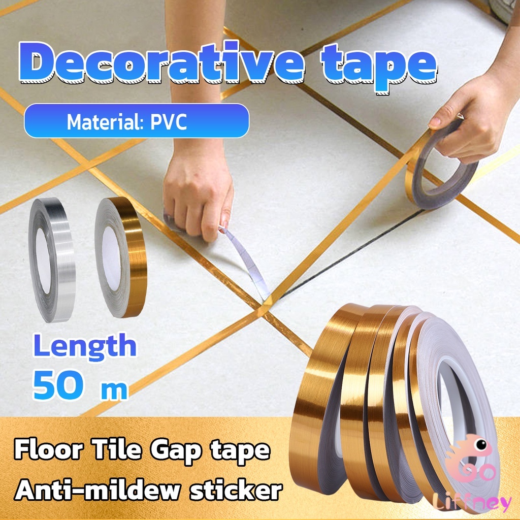 50M Floor Tile Gap Tape Wall Tile Strip Seam Sticker Gold/Silver Colors