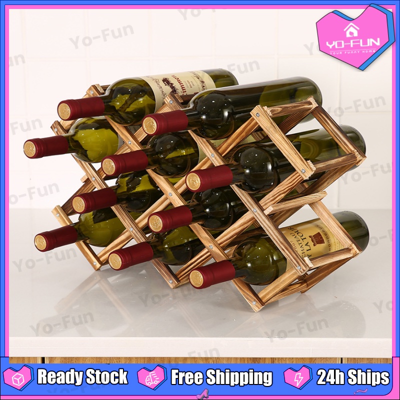 Yo-Fun 3/6/10 Bottle Wooden Wine Rack Retro Bottle Holder Display Stand ...
