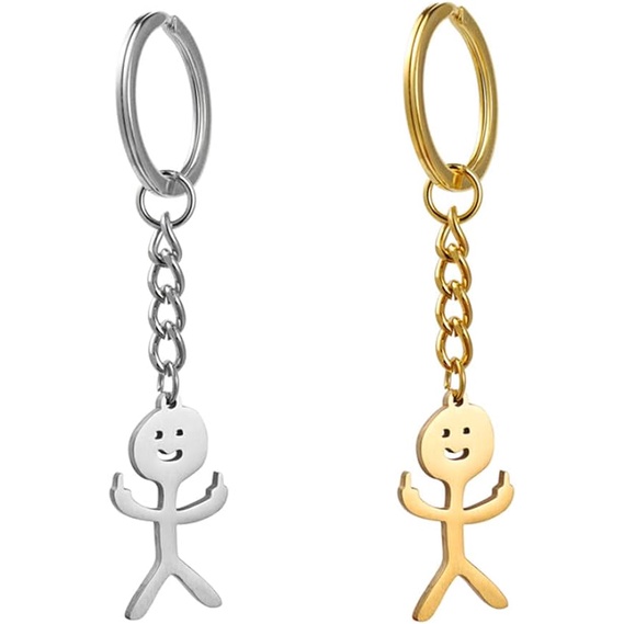 Funny Doodle Key Chain Creative Graffiti Middle Finger Stickman Key ...