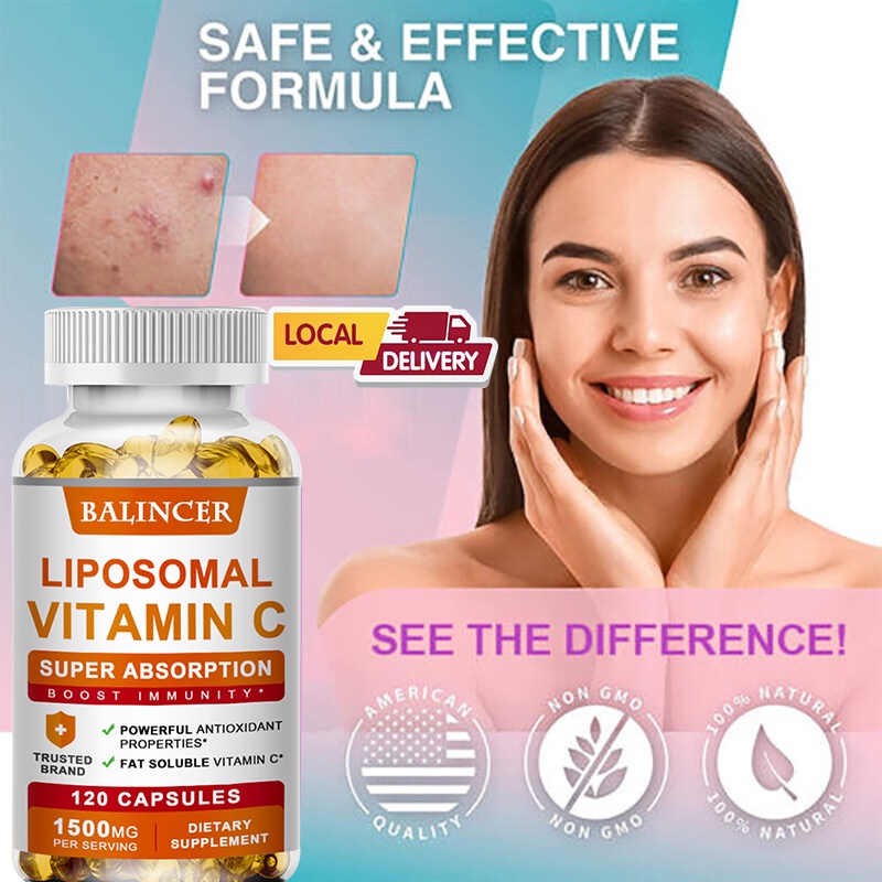 Supplementing vitamin C capsules, whitening collagen + glutathione