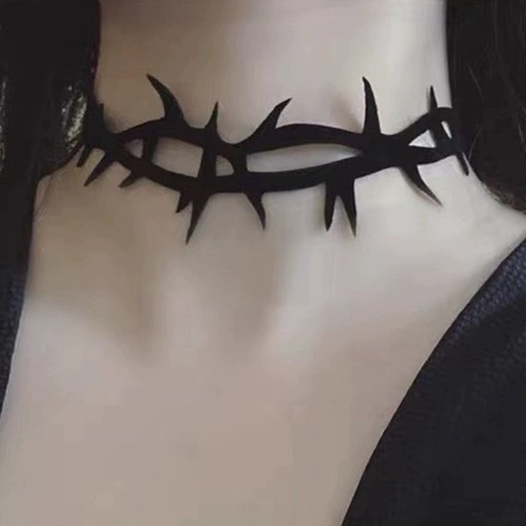 1 Pc Gothic Rope Tie Necklace Retro Black Thorn Necklaces Vampire ...