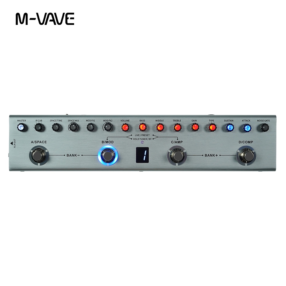 M-VAVE Tank-B BASS Multi-Effects Pedal Rechargeable 36 Presets 9 Preamp ...