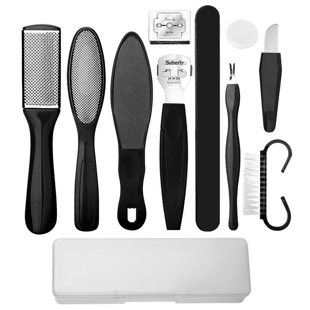Black 10Pcs Foot Callus Remover Feet Scrubber Care Exfoliating Pedicure