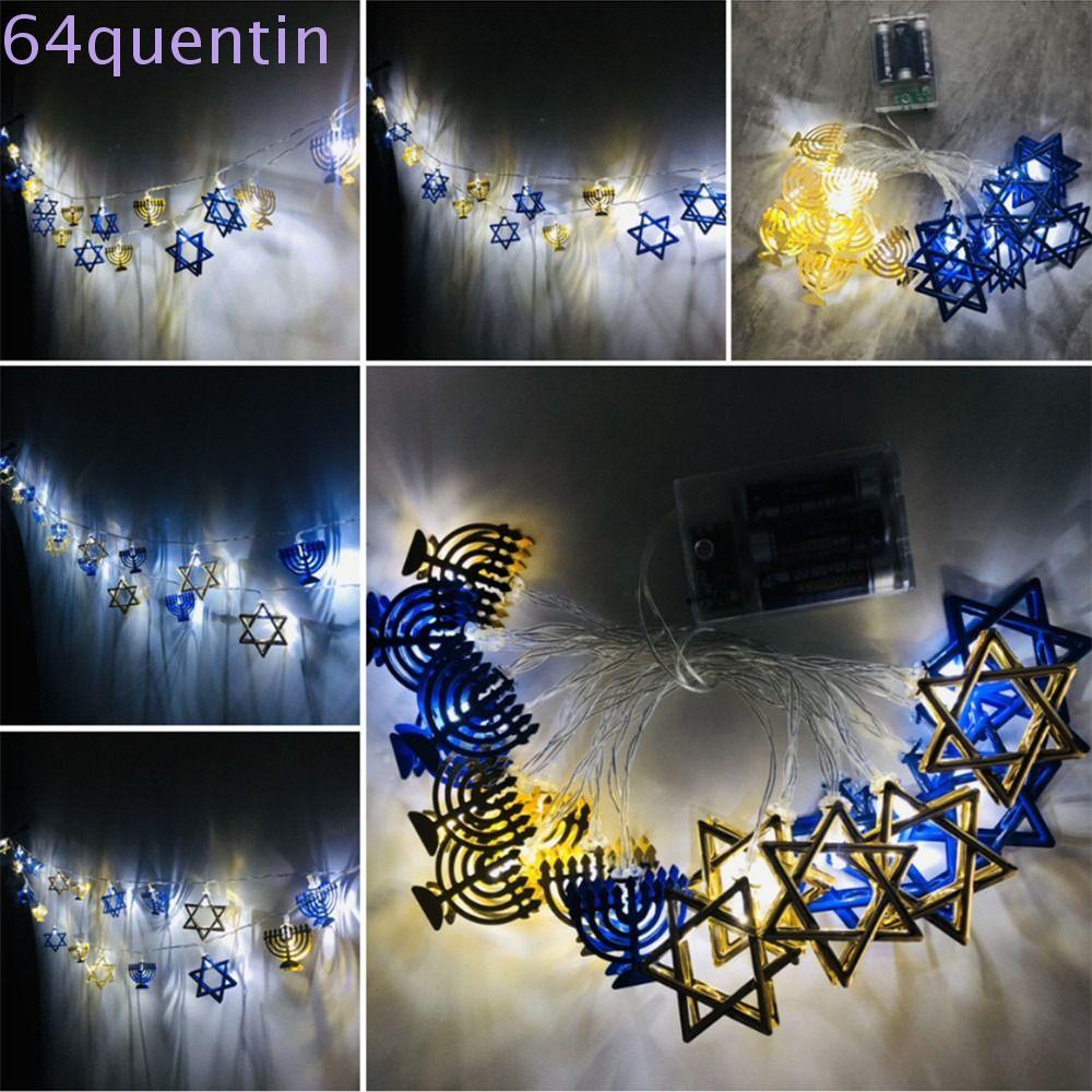 QUENTIN Judaism Mogen David Star Lights String, LED Twinkle Hanukkah
