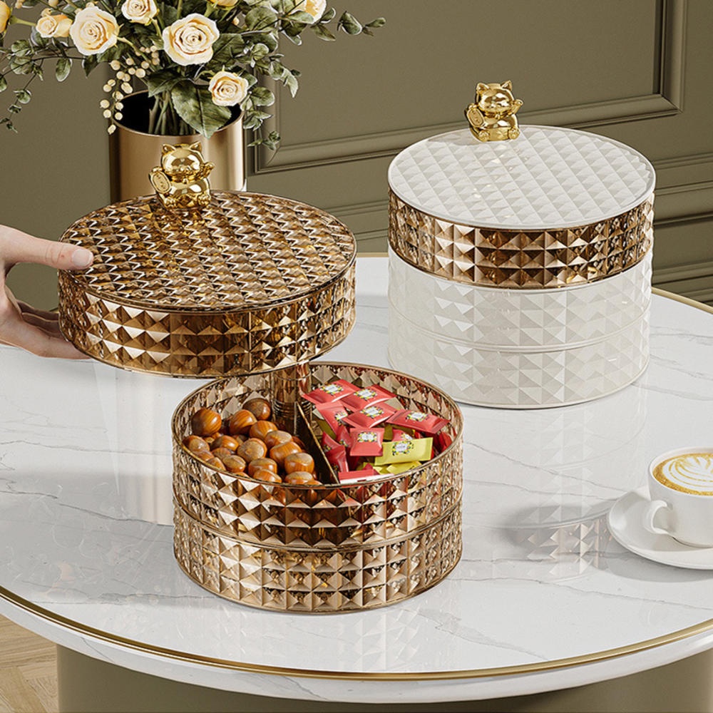 2 layer Dried Fruit Box Candy Nut Container Divided Snacks Serving Tray ...
