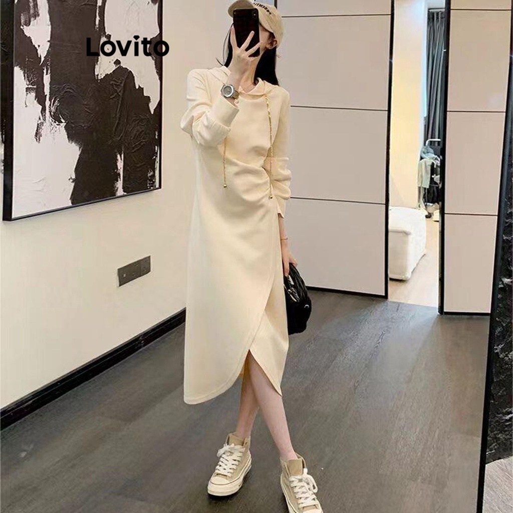 Lovito Women Metal Split Front Asymmetrical Dress LNA34145 | Shopee ...