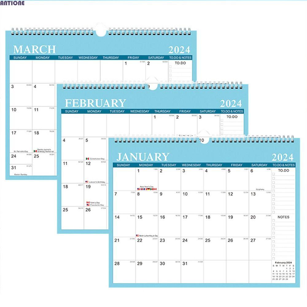 ANTIONE 2024 Large Wall Calendar, Agenda Organizer Schedule Planner