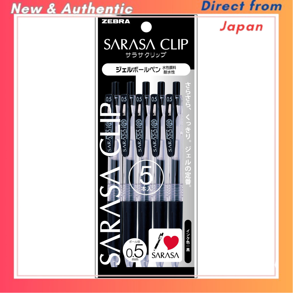 Zebra Penne A Sfera Gel Sarasa Clip – Set Da 5, Punta 0,4 Mm, Inchiostro Blu Pigmentato, Anti Acqua, Scrittura Fluida, Per Ufficio E Scuola - 3