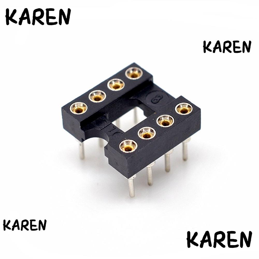 KAREN 20PCS Round IC Sockets, Gold Plated 8Pin Adaptor, Straight Socket