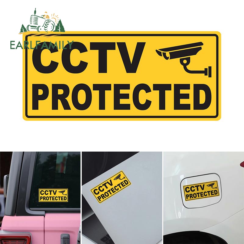 EARLFAMILY 13cm x 13cm for Cctv Protected Warning Sign Car Sticker