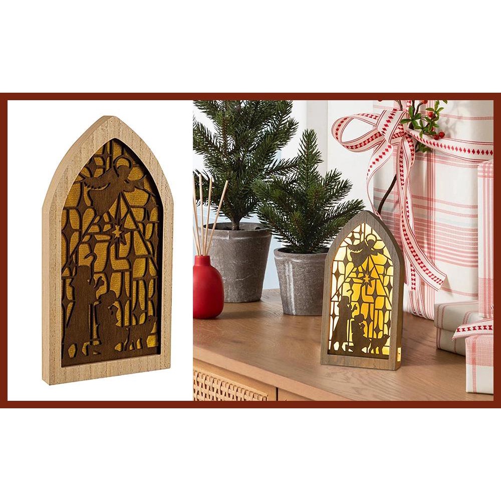 Christmas Nativity Scene Wall Decor Wooden LED Light Up Nativity Scene