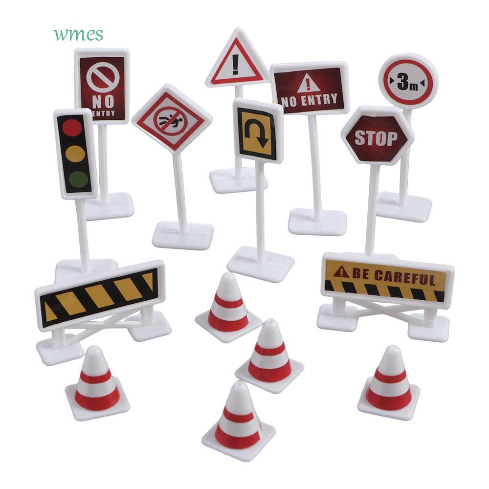 WMES1 15Pcs/Set Mini Traffic Signs Model Toy, Traffic Signs Road Block