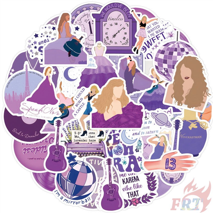 50Pcs/Set TS Music Album . Purple Lyrics Stickers Fashion DIY ...