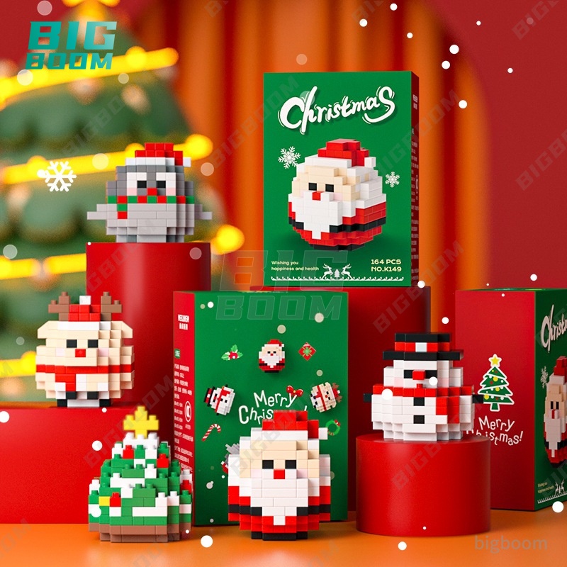 Christmas Building Block Mini Cartoon Block Education DIY Santa Claus ...