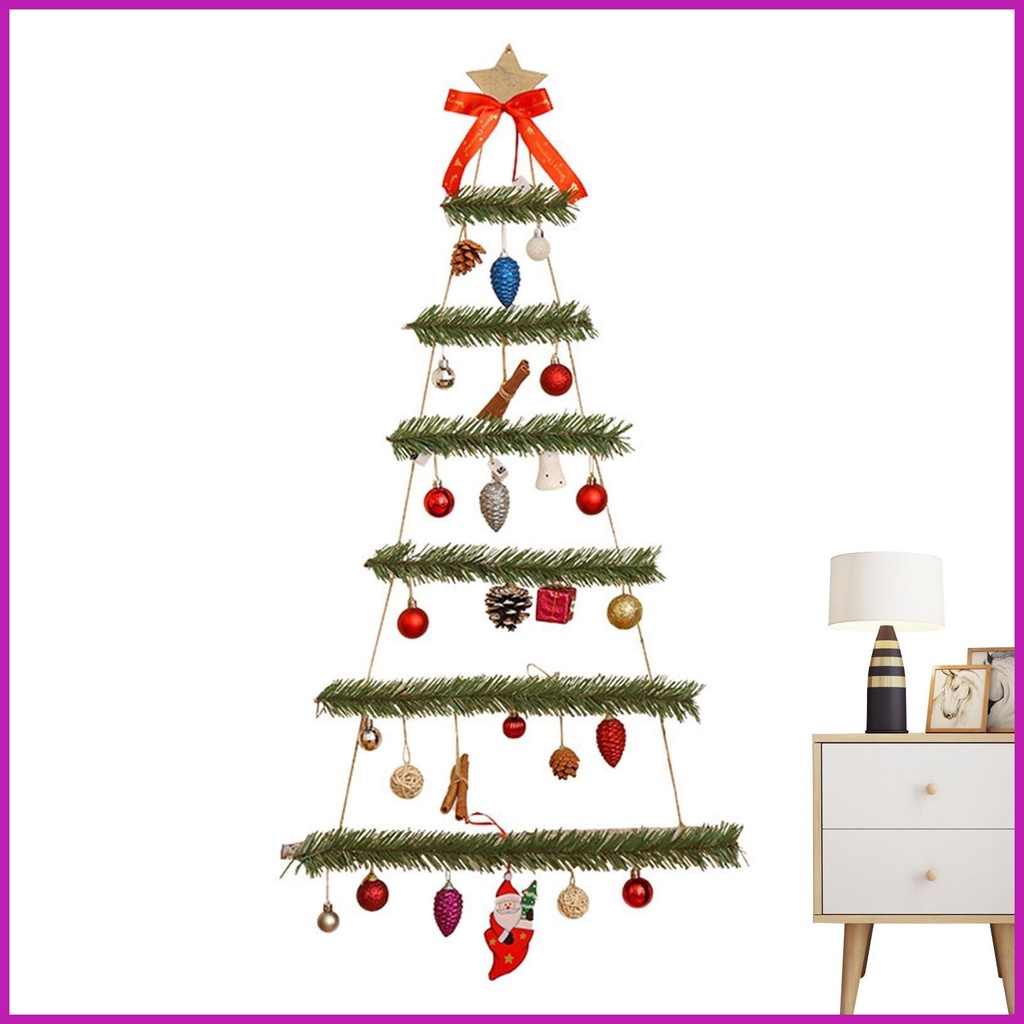 Lighted Wall Christmas Tree Light Up Tree Shape with Topper Star Ornament Tree Shaped Decor with