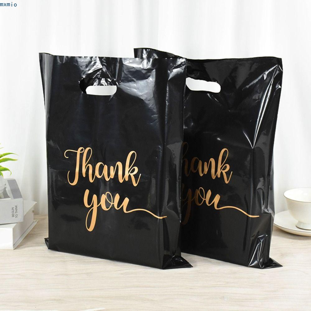 MXMIO 100 Pcs Thank You Packaging Bag, Plastic with Handle Plastic ...