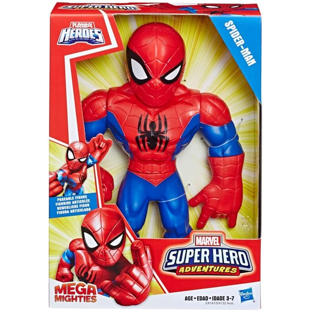 10 Inches Playskool Heroes Marvel Super Hero Adventures Mega Mighties  Spider-Man Collectible Action Figure, Toys for Kids