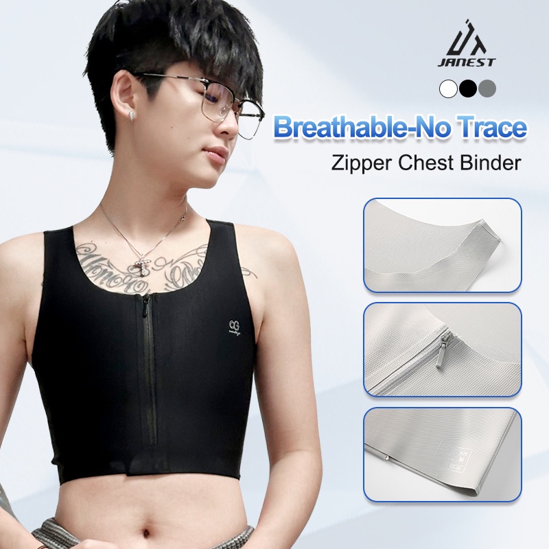 Breathable 21cm Zipper Chest Binder Breast Binder Tomboy Binder Sports