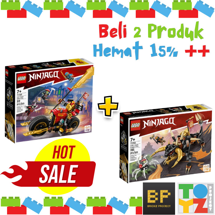 Lego Ninjago 711783 Kai Mech Rider EVO & 71782 Cole Earth Dragon EVO ...