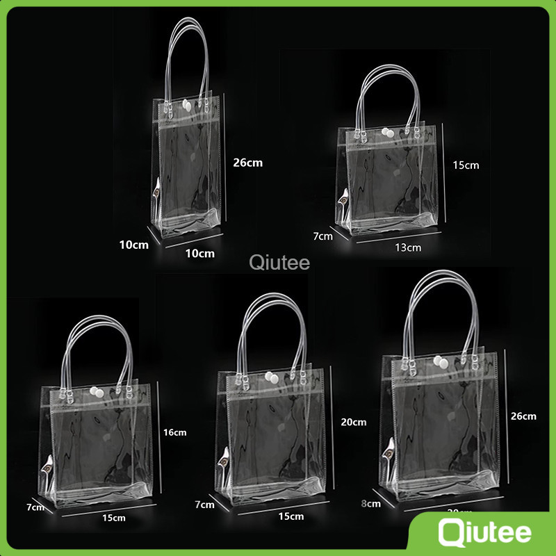10PCS PVC Handle Bag With Handle Transparent Bag Gift Bag Clear Tote ...