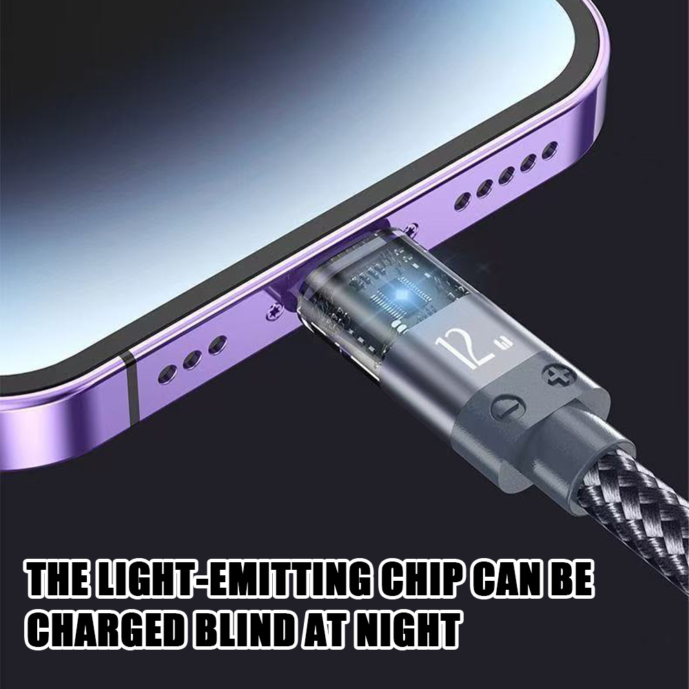 Fast Charge Braided Lighted Data Cable Cyberpunk Style Multifunctional ...