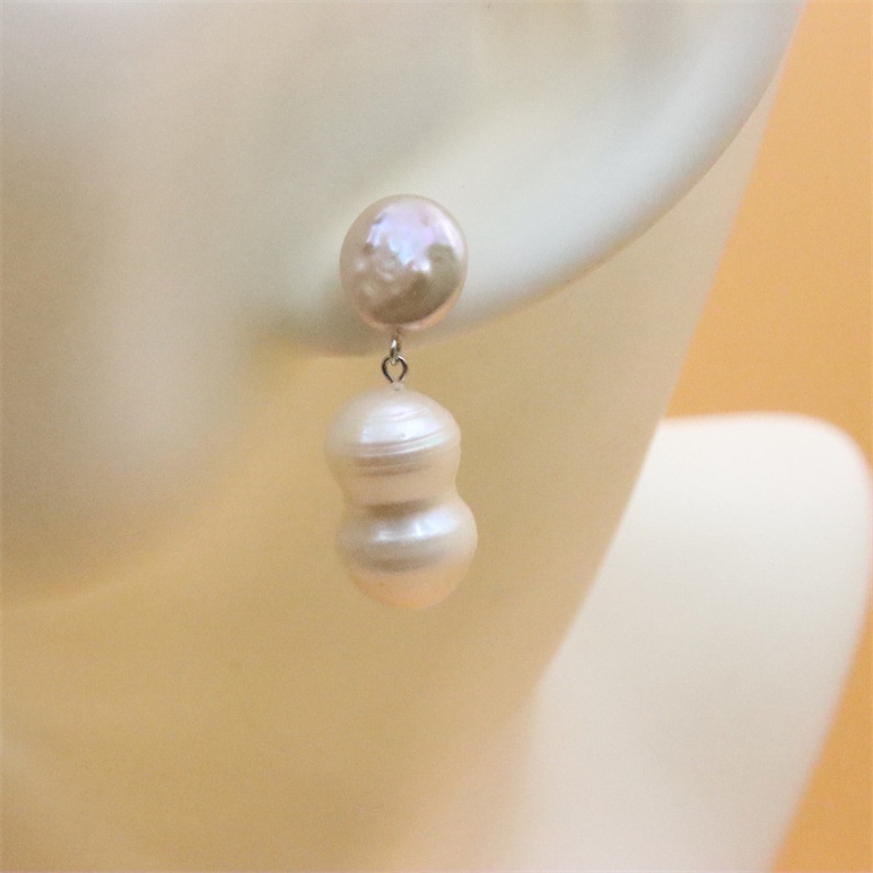 S925 Sterling Silver Natural Strange Shaped Peanut Gourd Baroque Pearl