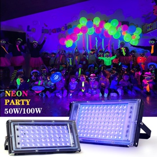 UV Flood Light Lamp 50W 100W UV Curing Party Stage Blacklight for Parties  Curing Glue 395nm Halloween Fluorescent Stage lights