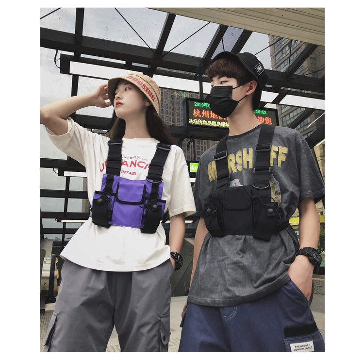 Men Women Multifunctional Chest Bag Men Women HipHop Tactical Vest