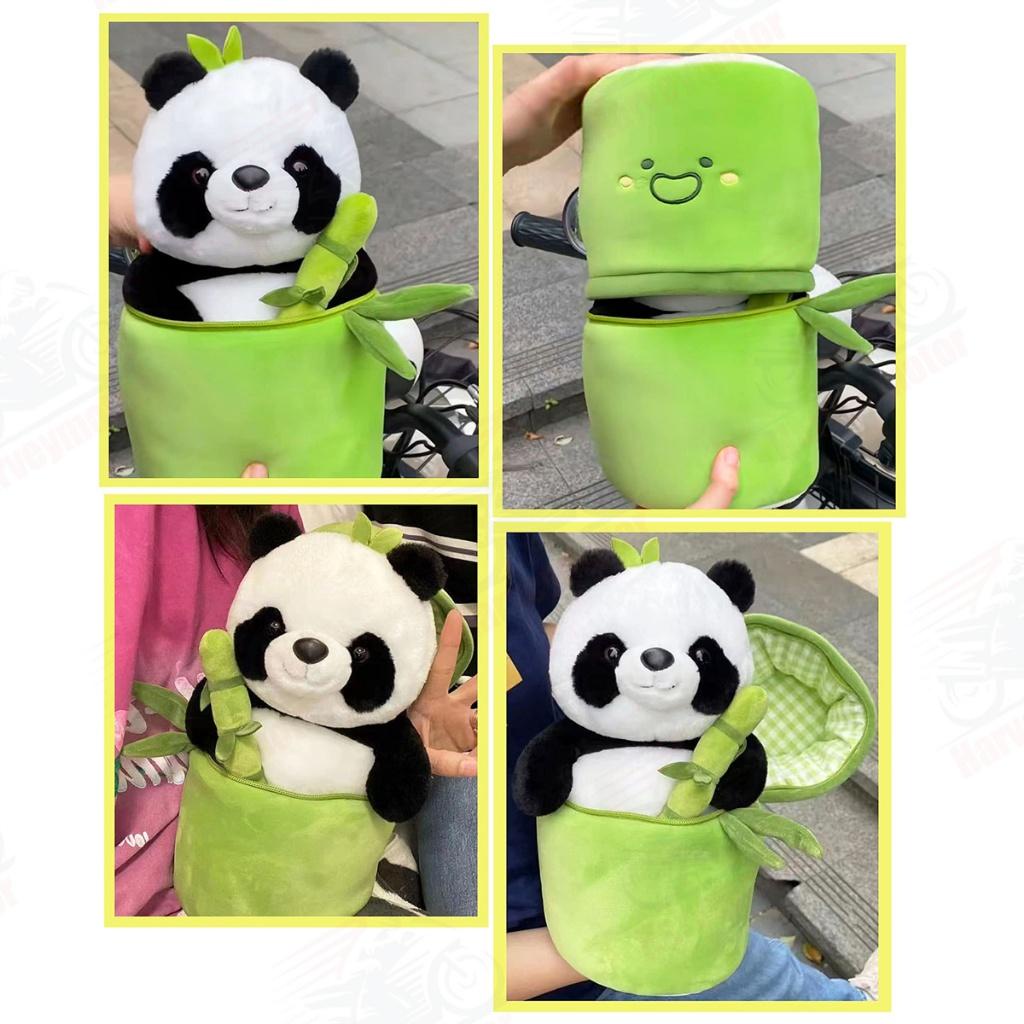 25cm Panda Stuffed Animal Cute Panda with Bamboo Plush Doll Soft Panda