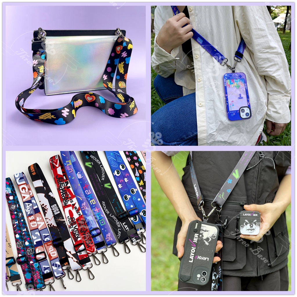 KPOP BTS-7 Adjustable Long Phone Lanyard SUGA AGUST-D JIN V LAYOVER ...