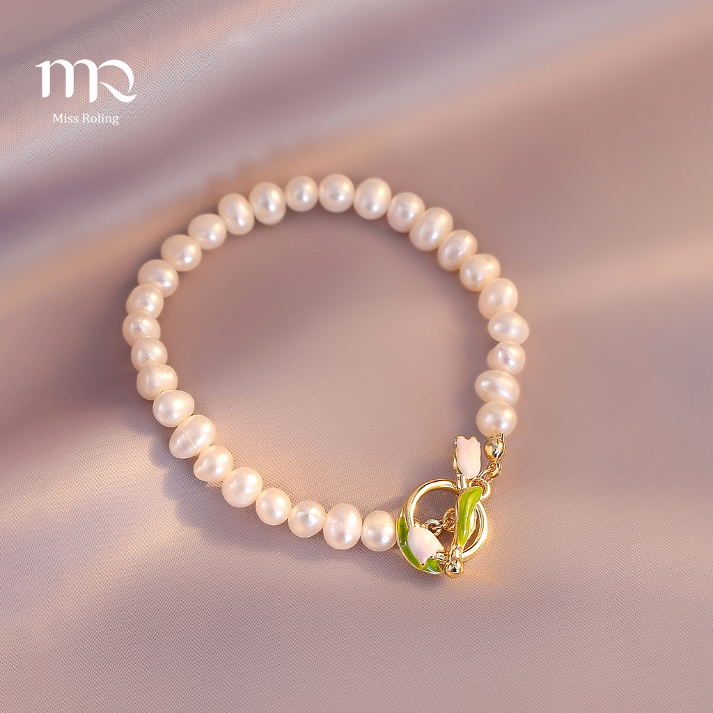 Fashion Pearl Tulips Bracelet for Woman Elegant Beads Bracelets