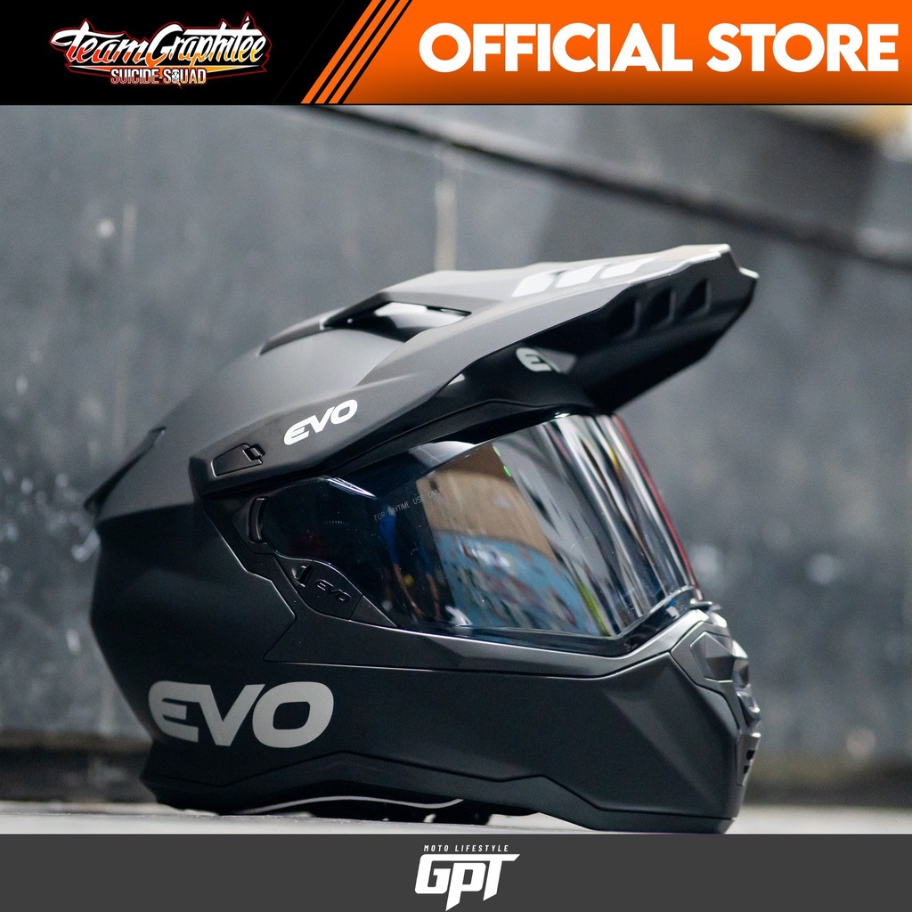EVO HELMET DX7 MONO MATTE BLACK (SMOKE LENS) w/ free clear lens