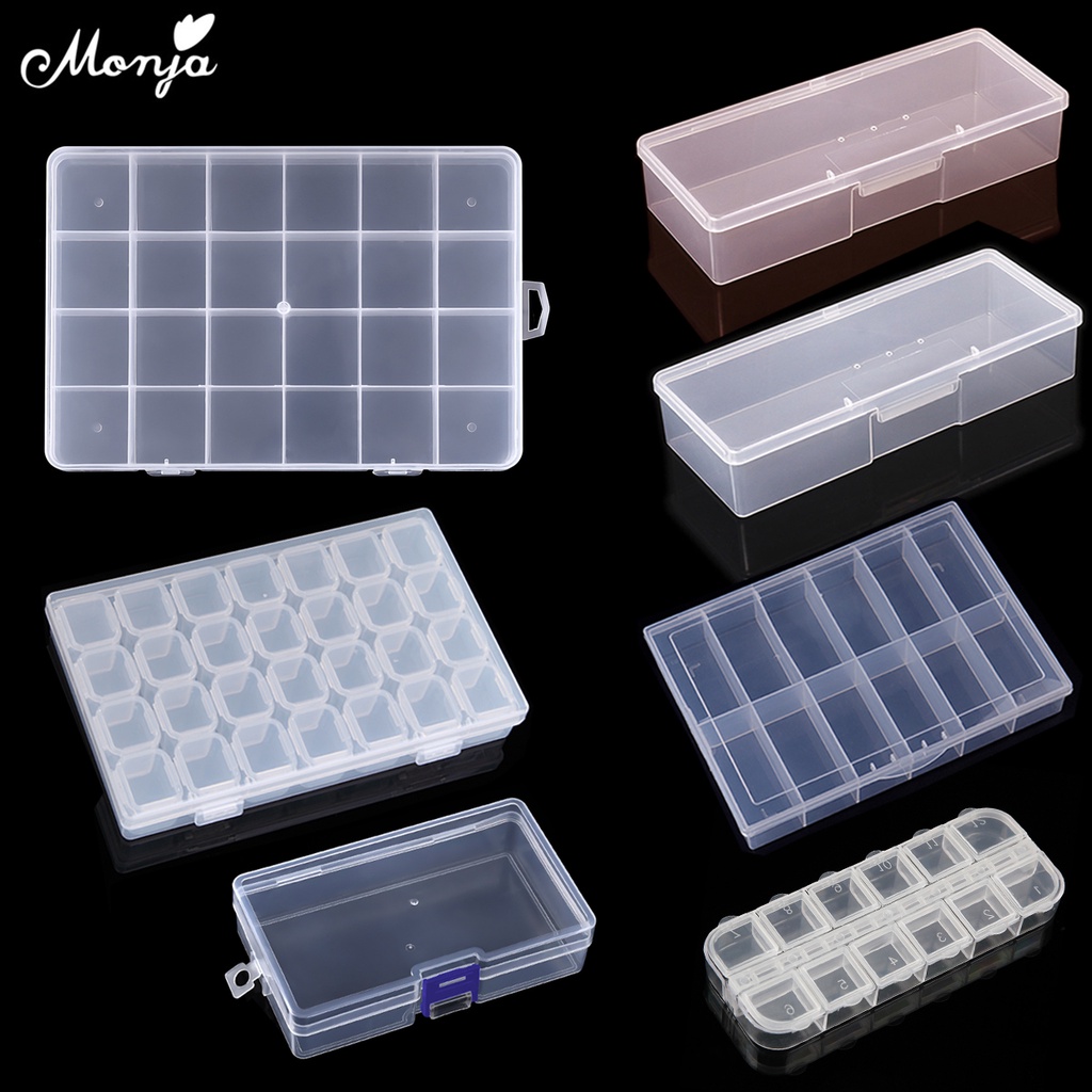 Monja Transparent Compartment Nail Art Plastic Storage Box For ...