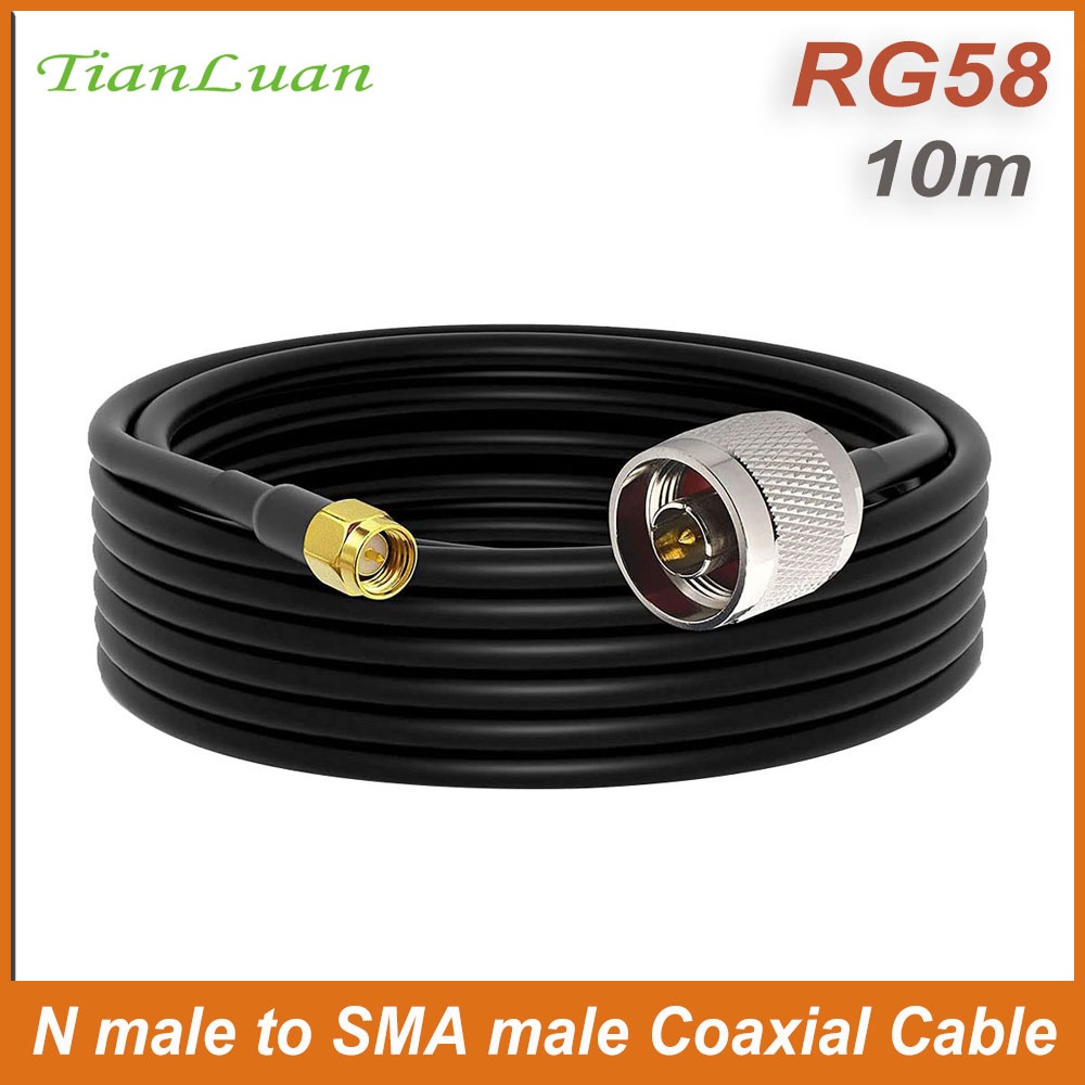 RG58 N Male to SMA Male Coaxial Cable 10m Low Loss 50ohm Coax Cable for