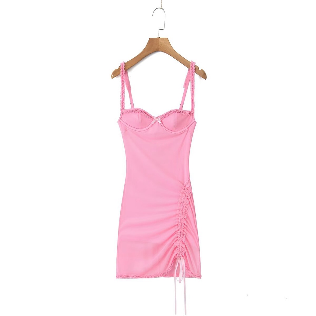 Sexy suspender irregular mesh stitching design short dress for women main image 1