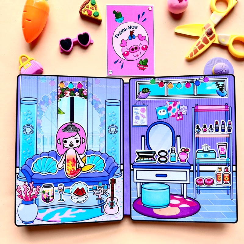 Toca Life World Quiet Book Toca Boca Mermaid House paper doll house ...