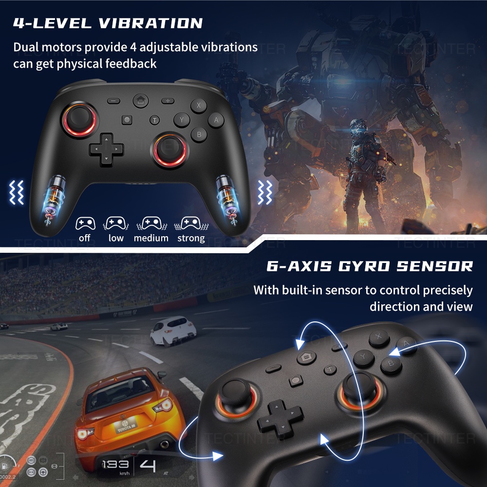 Bluetooth Wireless Controller for Switch/PC/IOS Rechargeable Wired ...