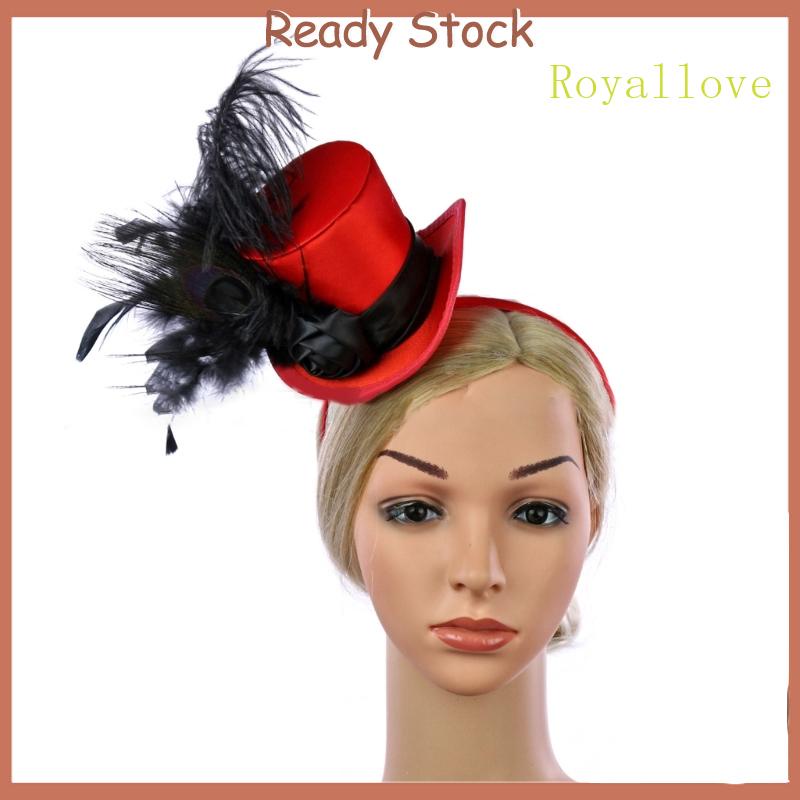 royal Elegant Vintage Fascinator Top Hat with Rose for Party Opera