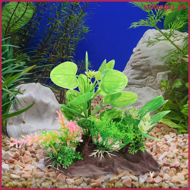 Stained Glass Decor Aquarium Landscaping Fake Fish Plants Betta Tank Accessories Aquatic