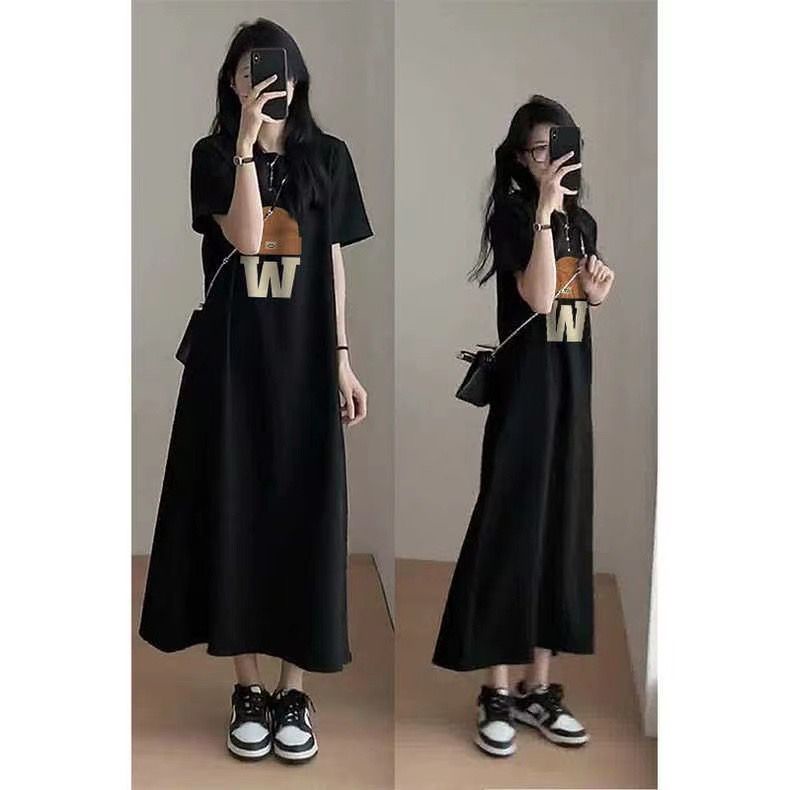 Casual M 4L Plus Size Women Dress Summer Korean Loose Mid Length Niche Skirt Over The Knee Dress Shopee Philippines