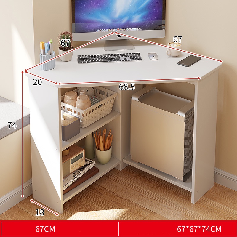 【Free Shipping】Triangle Computer Table Study Desk Corner Writing Desk Corner Desktop Computer
