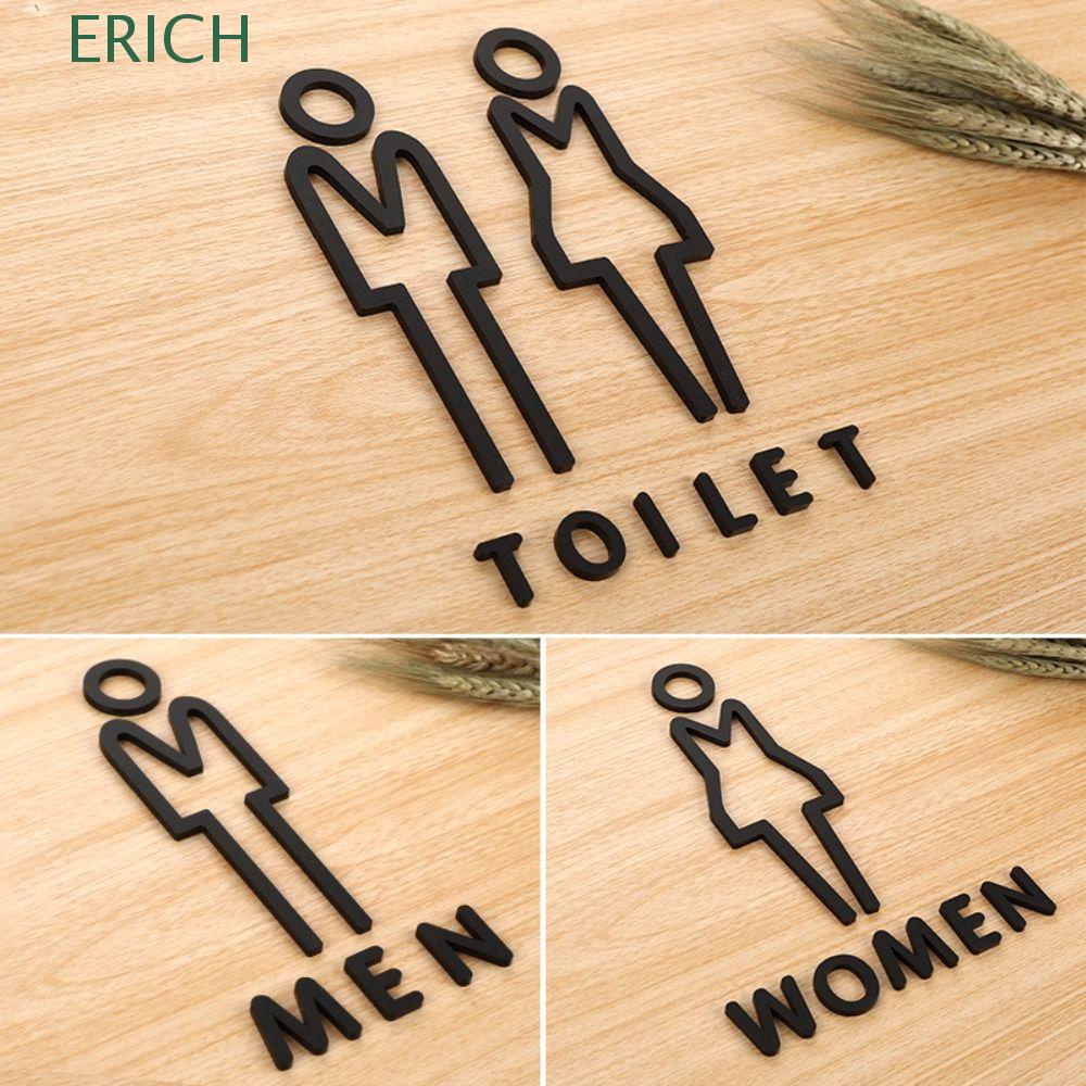 ERICH Men Women Toilet Signs, Acrylic 3D Wc Signage, Custom Black Gold ...