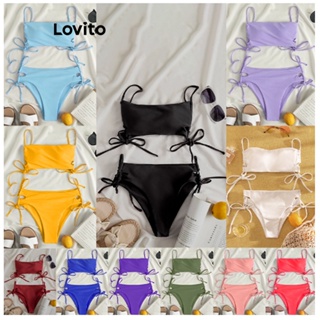 Low Waist Sexy Bikini Set for Women Retro Stripe Bandage Swimwear