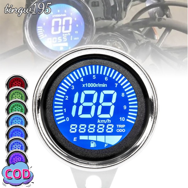 Universal Motorcycle Speedometer Tachometer Odometer LED Backlight 2 IN