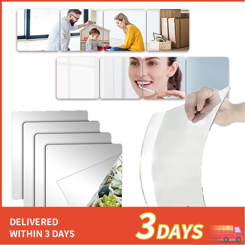 20*20cm 30*30cm HD Flexible Acrylic Mirror Stickers/2MM Thickness ...
