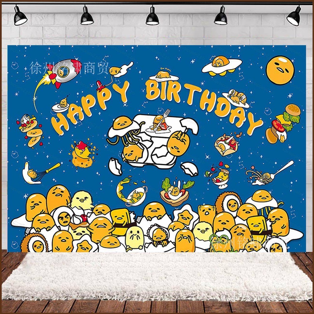 Kira Sanrio Gudetama Birthday theme backdrop banner tapestry party ...